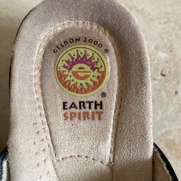 Earth Spirit Lissa Black Leather Comfort Slip On Sandals Womens Beach Size 9 - Picture 2 of 10